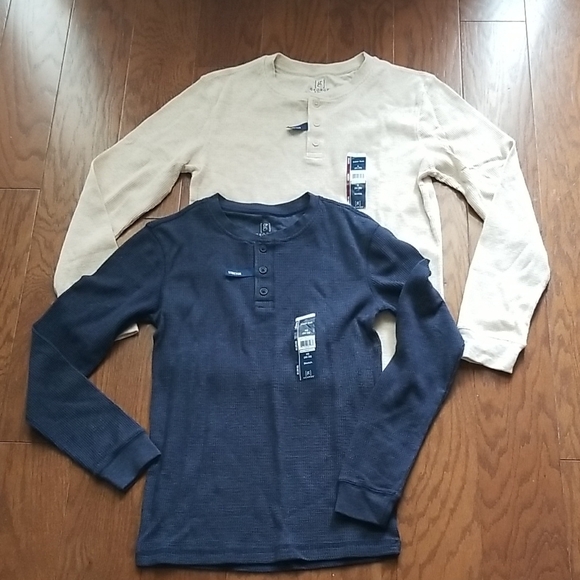 NEW! George Cream and Blue Long Sleeve Tees Casual Comfort sz XS/S NWT - Picture 3 of 11